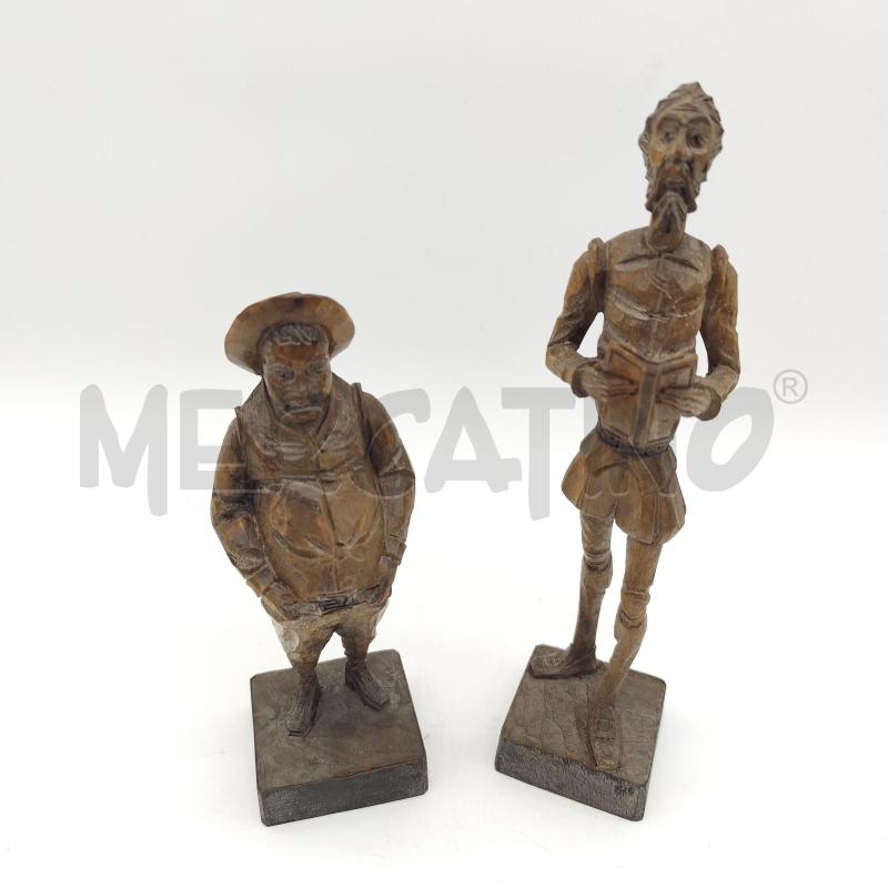 SCULTURA LEGNO COPPIA DON CHISCIOTTE E SANCHO PANZA | Mercatino dell'Usato Corbetta 1