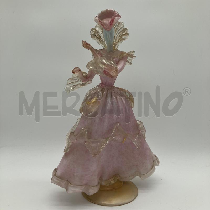 SCULTURA VETRO DI MURANO DAMA ROSA | Mercatino dell'Usato Corbetta 1