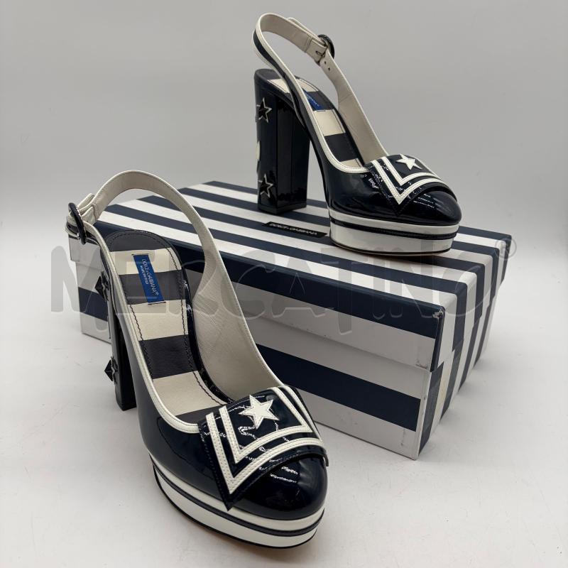 SLINGBACK DOLCE & GABBANA BLU/BIANCO SAILOR VERNICE | Mercatino dell'Usato Corbetta 1