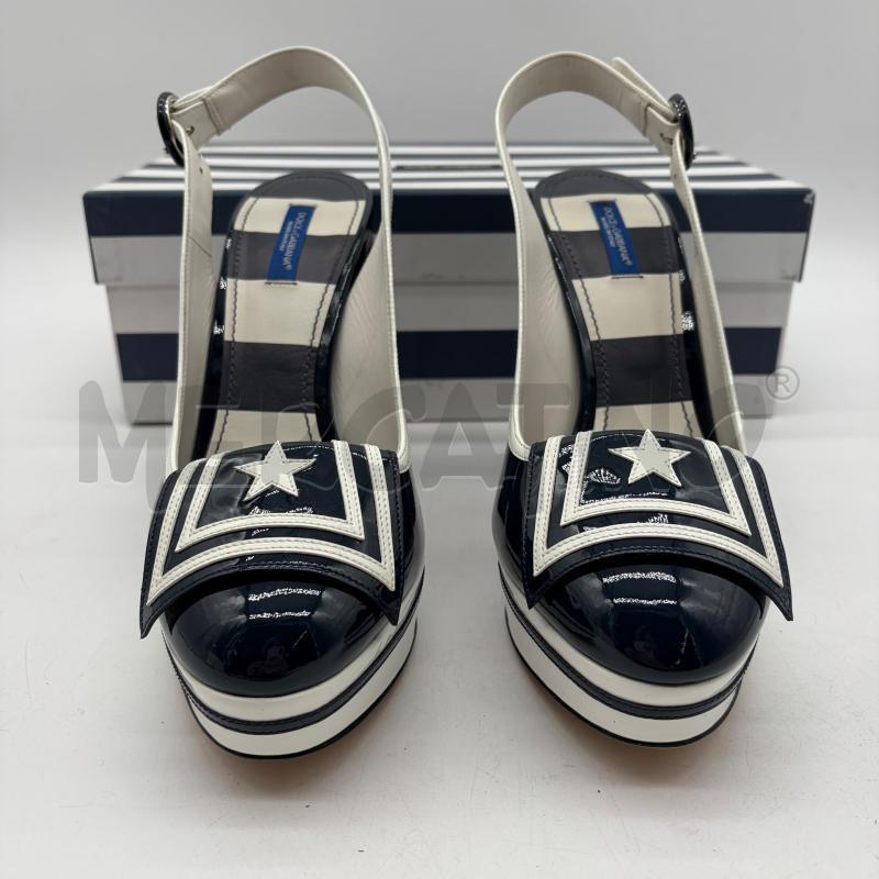 SLINGBACK DOLCE & GABBANA BLU/BIANCO SAILOR VERNICE | Mercatino dell'Usato Corbetta 2