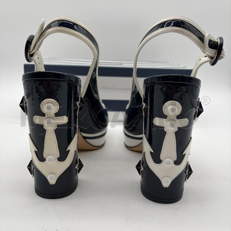 SLINGBACK DOLCE & GABBANA BLU/BIANCO SAILOR VERNICE | Mercatino dell'Usato Corbetta 5