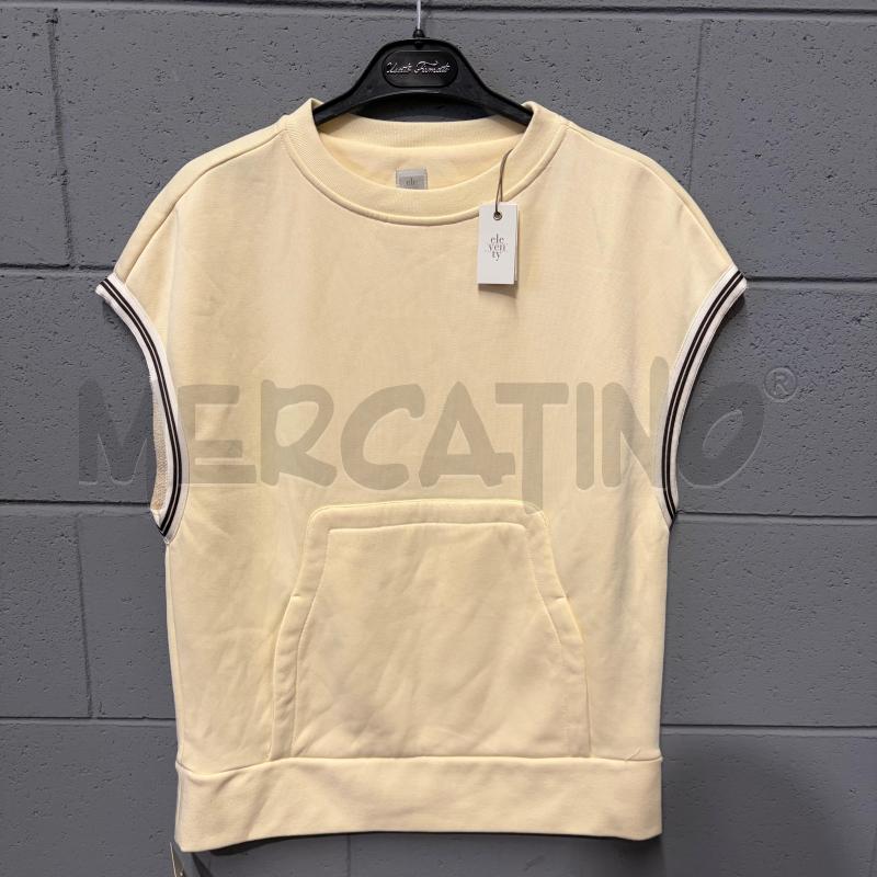 SMANICATO DONNA ELEVENTY PANNA BORDI RIGHE MARR TASCA | Mercatino dell'Usato Corbetta 1