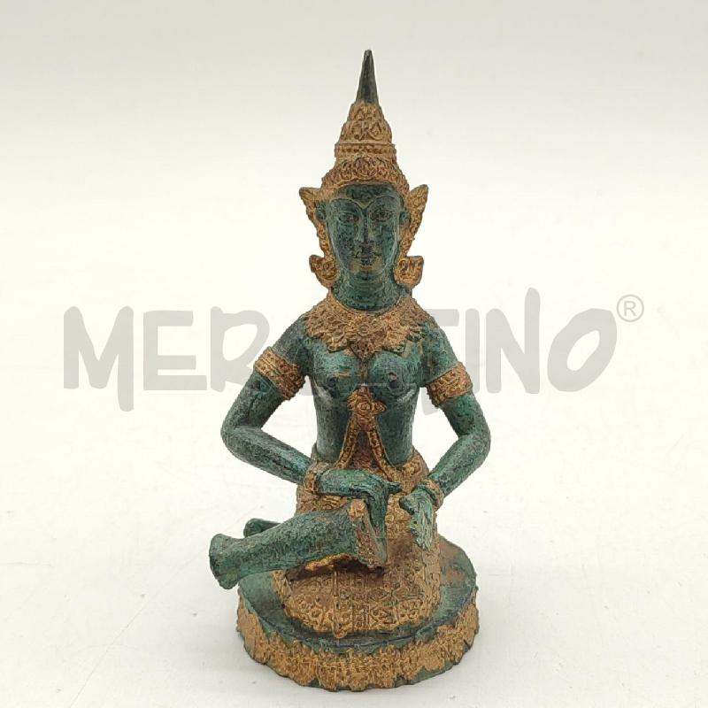 STATUA TEPPANOM BUDDHA IN METALLO VERDE ORO | Mercatino dell'Usato Corbetta 1