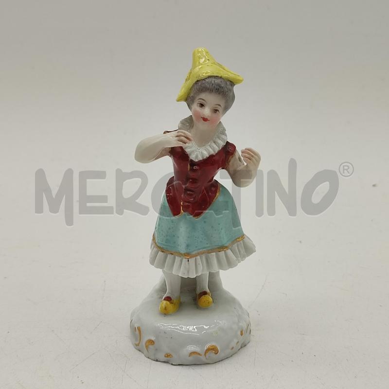 STATUINA CERAMICA DONNA CAPPELLO GIALLO | Mercatino dell'Usato Corbetta 1