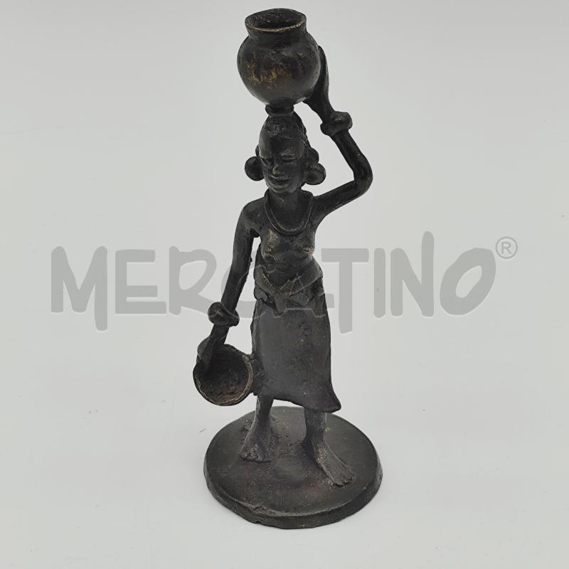 STATUINA ETNICA IN BRONZO DONNA CON VASO | Mercatino dell'Usato Corbetta 1