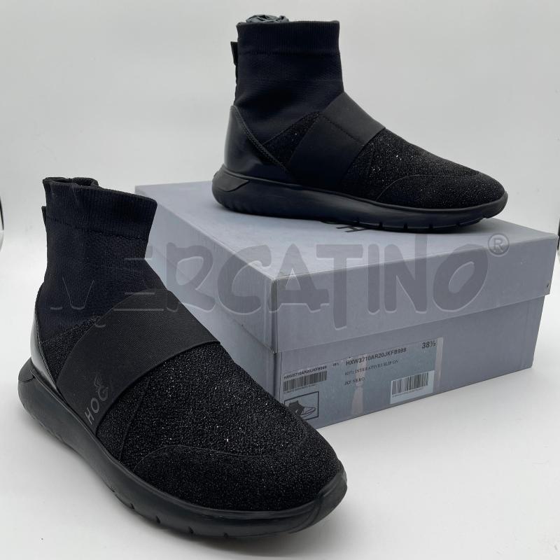 STIVALETTI DONNA HOGAN INTERACTIVE3 SLIP ON NERO STISCE GLITTER | Mercatino dell'Usato Corbetta 1