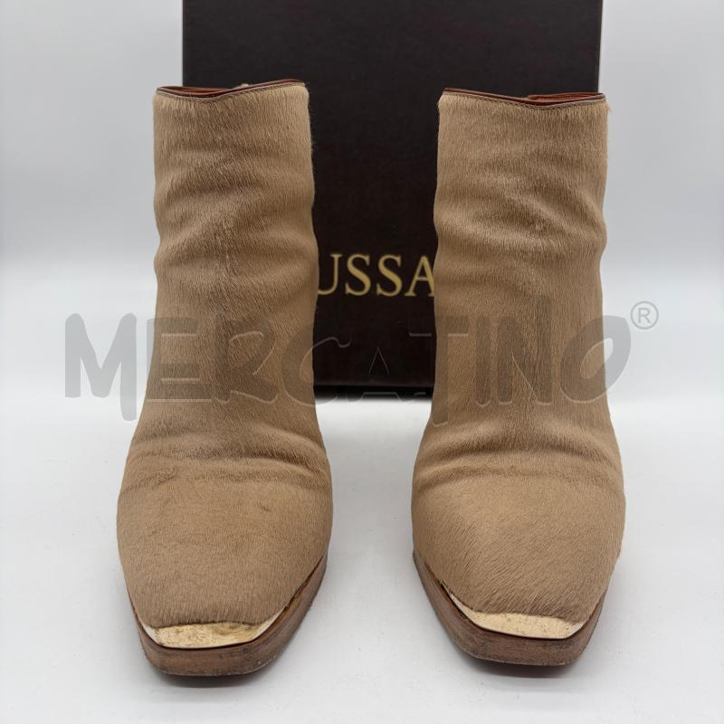 STIVALETTI DONNA TRUSSARDI ECRU CAVALLINO TACCO EFF OSSO | Mercatino dell'Usato Corbetta 2