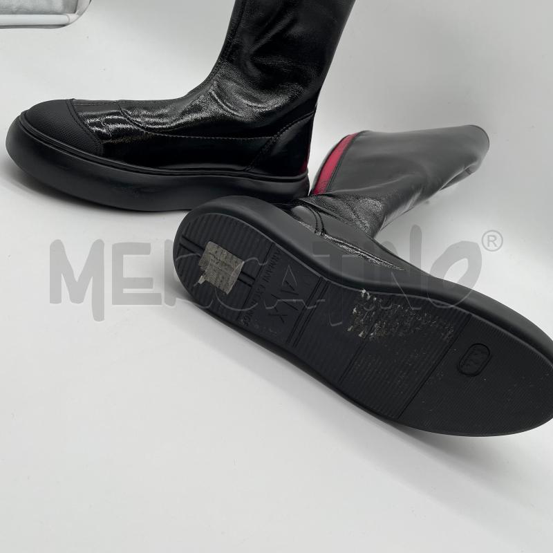STIVALI DONNA ARMANI EXCHANGE NERO VERNICE STRISCE  | Mercatino dell'Usato Corbetta 4