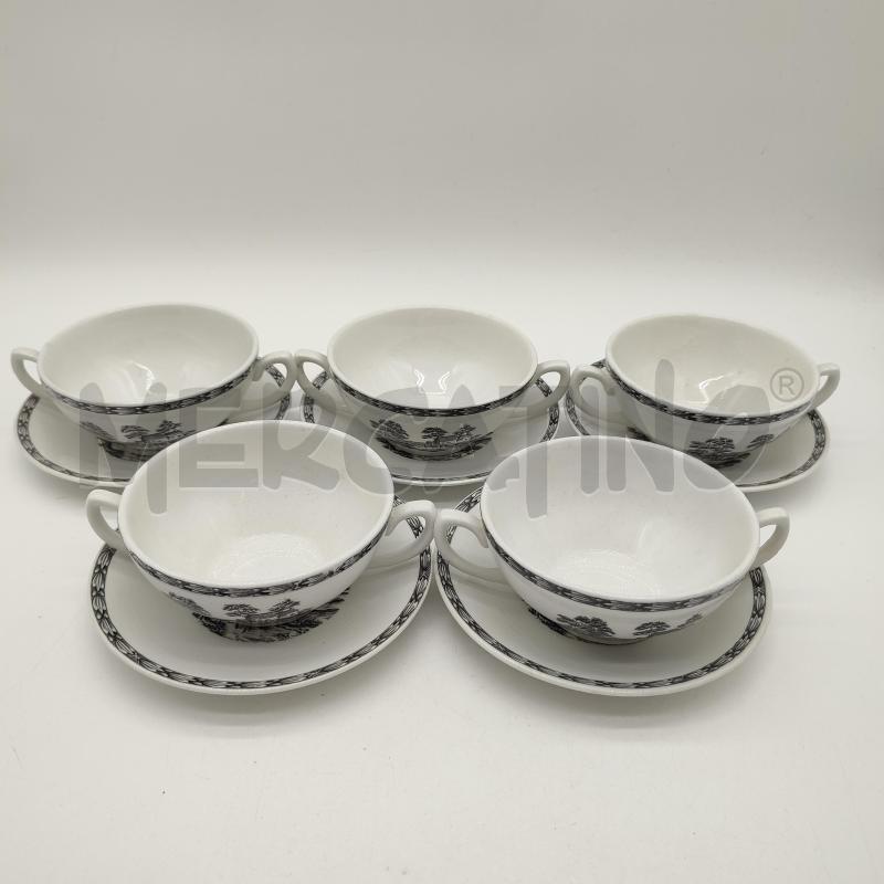 TAZZE CONSOMME 5+5 RUSTIC ENGLAND TONI BIANCO/NERO | Mercatino dell'Usato Corbetta 1