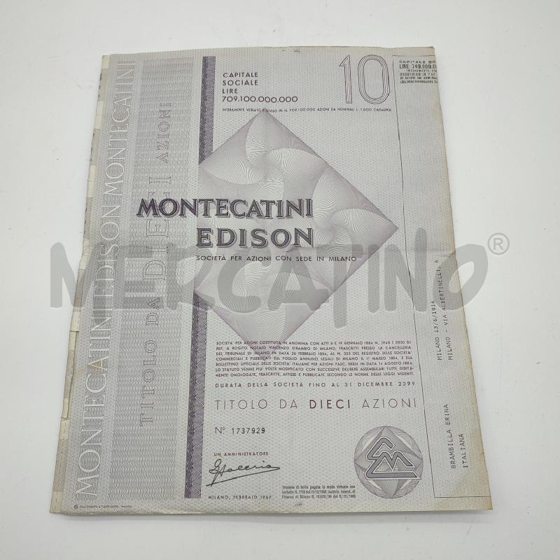 TITOLI AZIONARI MONTECATINI EDISON | Mercatino dell'Usato Corbetta 1