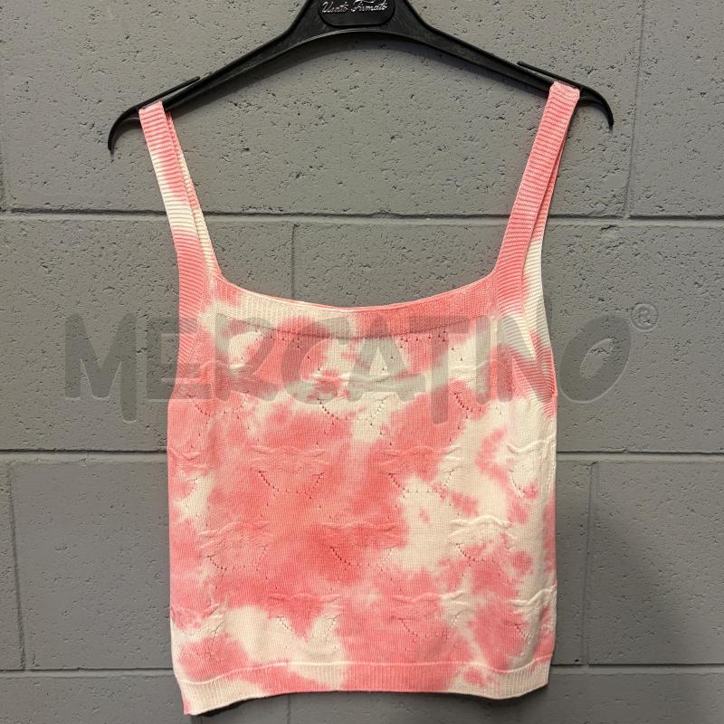 TOP PINKO ROSA/BIANCO BATIK CROP TRAMA LOGO TRAF | Mercatino dell'Usato Corbetta 1