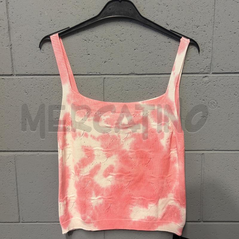 TOP PINKO ROSA/BIANCO BATIK CROP TRAMA LOGO TRAF | Mercatino dell'Usato Corbetta 3