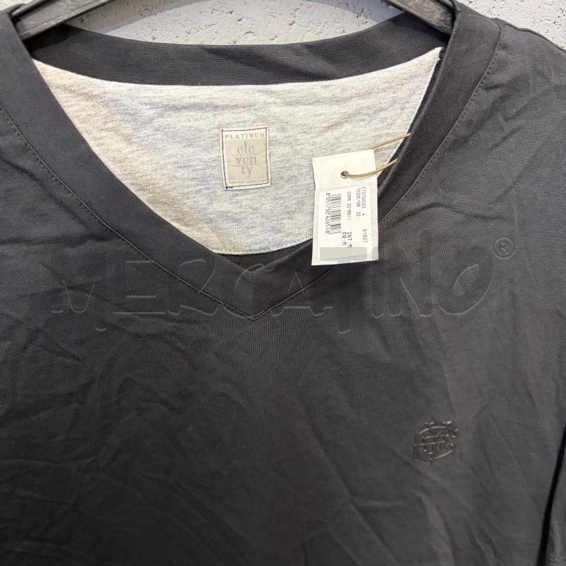 T SHIRT UOMO ELEVENTY SCOLLO V NERO LOGO | Mercatino dell'Usato Corbetta 2