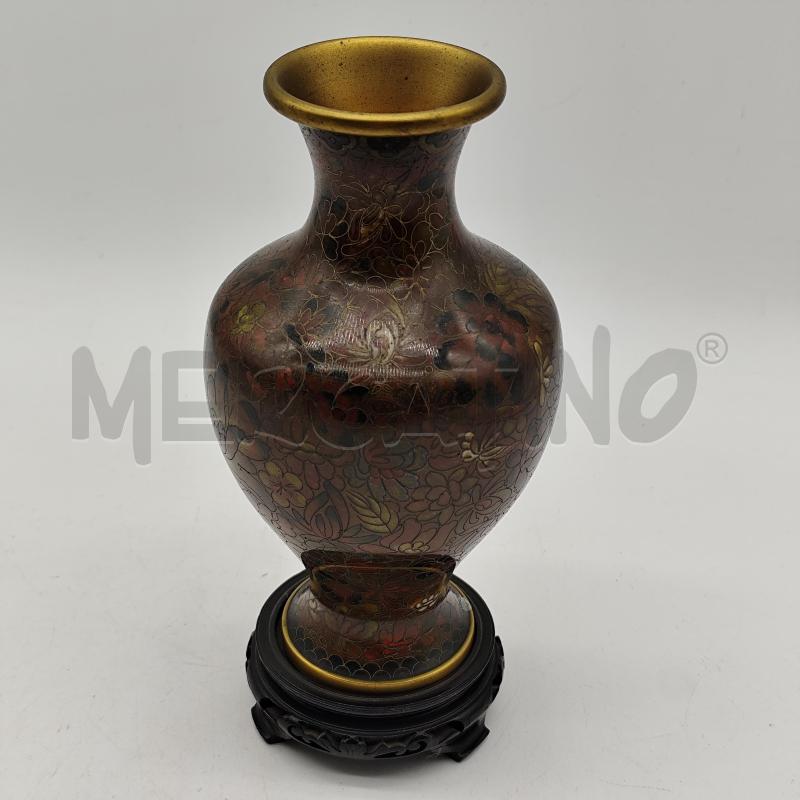 VASETTO CLOISONNET FANTASIA FIORI TONI MARRONI H 20CM | Mercatino dell'Usato Corbetta 1