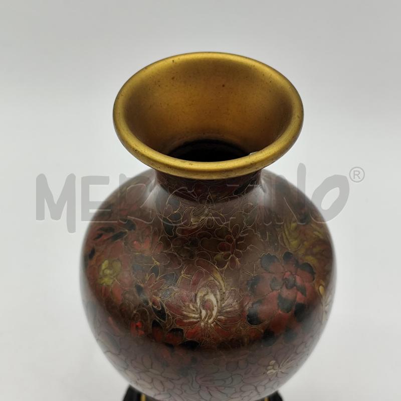 VASETTO CLOISONNET FANTASIA FIORI TONI MARRONI H 20CM | Mercatino dell'Usato Corbetta 2