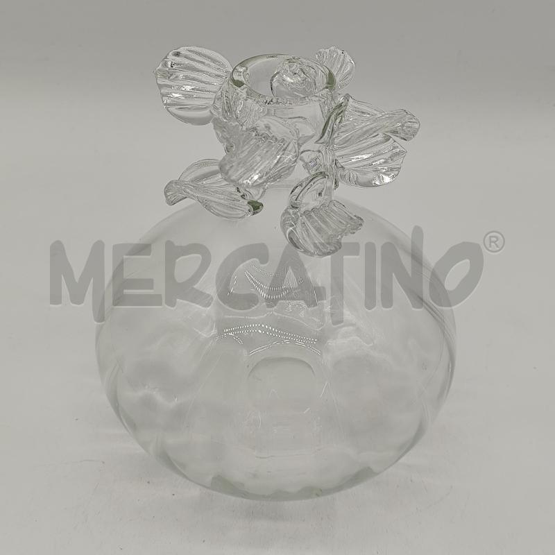 VASO VETRO BOMBATO COLLO FOGLIE RILIEVO | Mercatino dell'Usato Corbetta 1