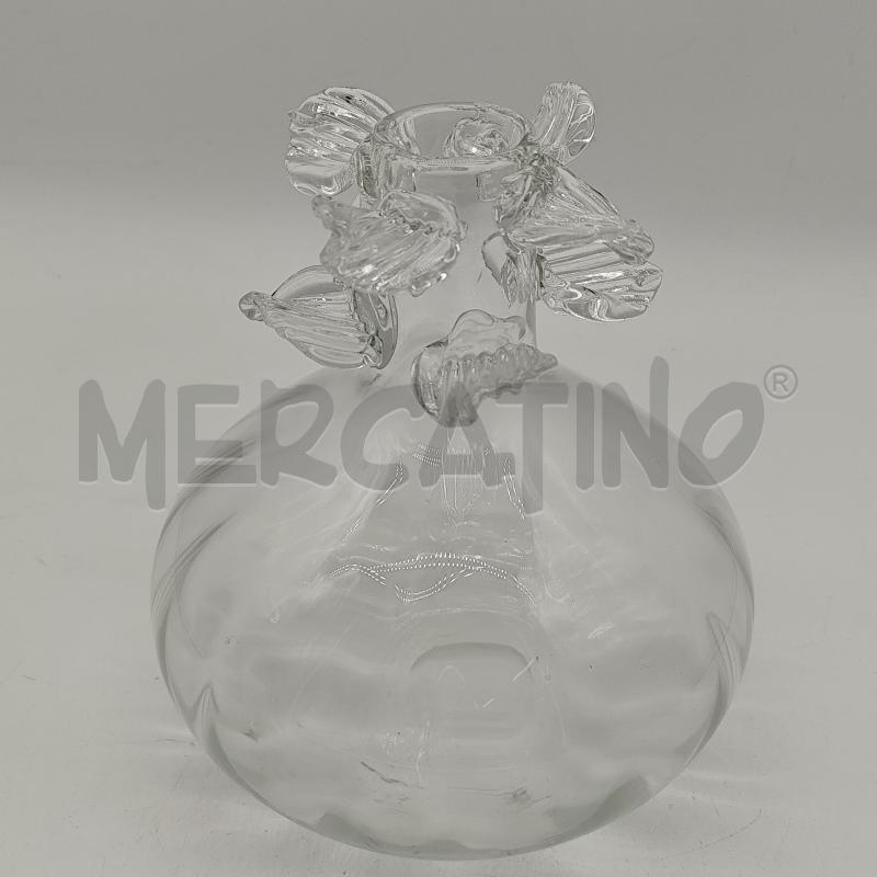 VASO VETRO BOMBATO COLLO FOGLIE RILIEVO | Mercatino dell'Usato Corbetta 3