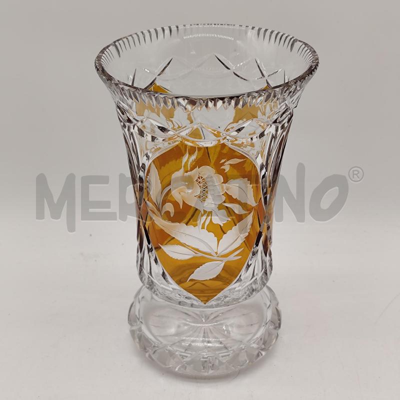 VASO VETRO LAVORATO FUME FIORI | Mercatino dell'Usato Corbetta 1