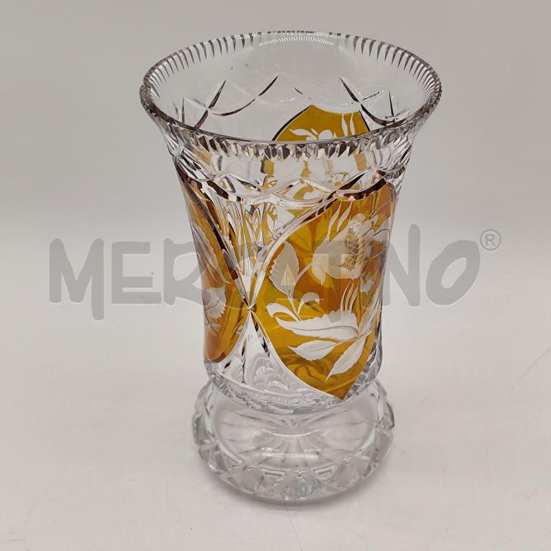 VASO VETRO LAVORATO FUME FIORI | Mercatino dell'Usato Corbetta 3