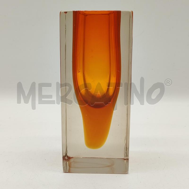 VASO VETRO MURANO AMBRATO SQUADRATO | Mercatino dell'Usato Corbetta 1