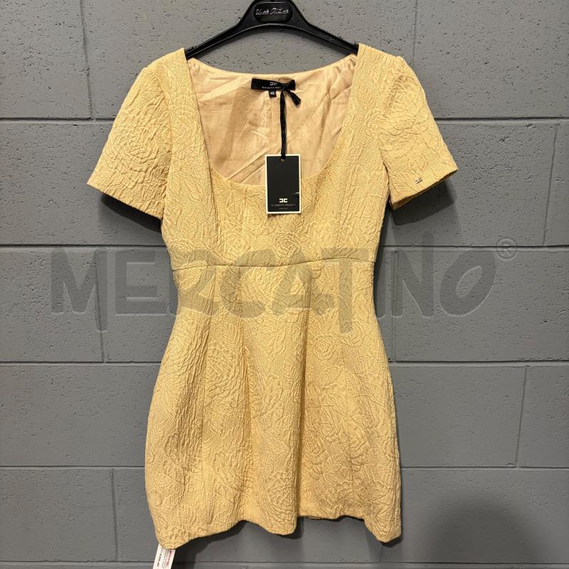 VESTITO DONNA ELISABETTA FRANCH M/M ECRU FOGLIE RILIEVO GONNA STECCATA | Mercatino dell'Usato Corbetta 1