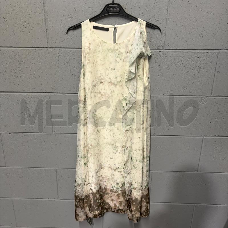 VESTITO DONNA LES COPAINS S/M ORTENSIE PANNA/VERDE SETA | Mercatino dell'Usato Corbetta 1