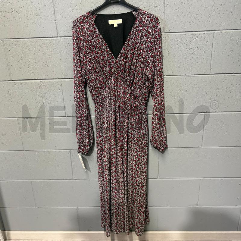 VESTITO DONNA MICHAEL KORS M/L NERO FIORI ROSSI RAMETTI VELATO LUNGO | Mercatino dell'Usato Corbetta 1