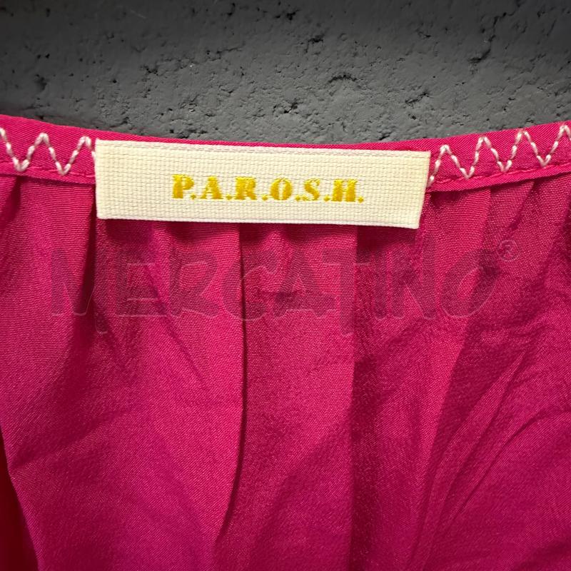 VESTITO DONNA PAROSH S/M FUCSIA SETA RICAMO FIORI BIANCO | Mercatino dell'Usato Corbetta 2