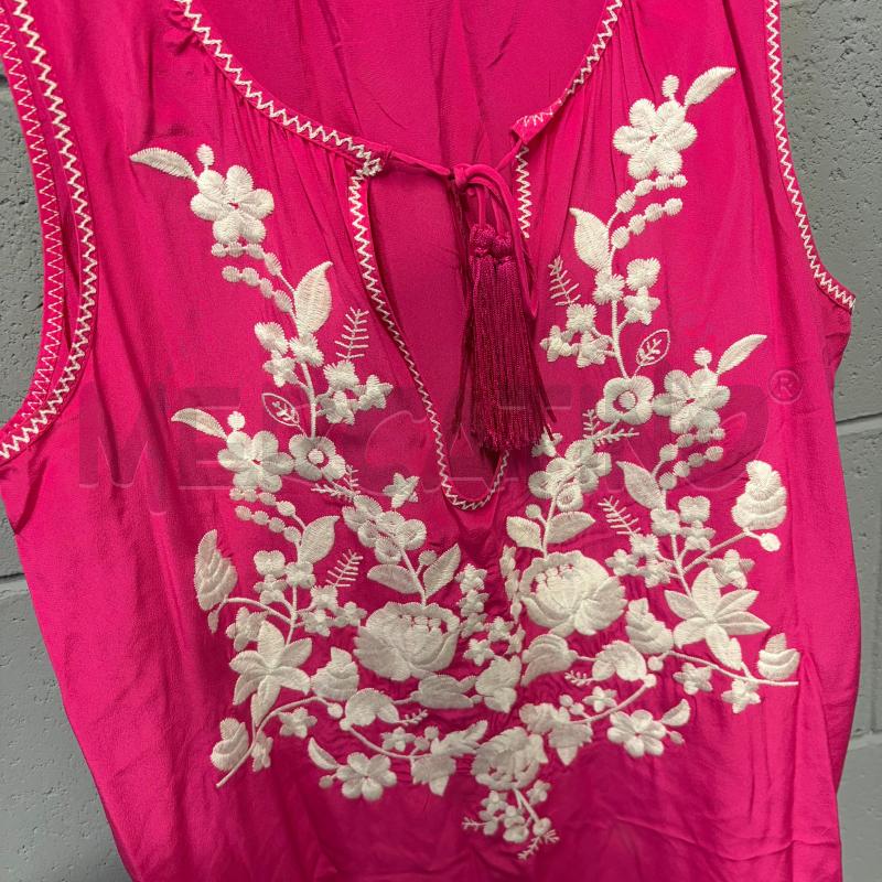 VESTITO DONNA PAROSH S/M FUCSIA SETA RICAMO FIORI BIANCO | Mercatino dell'Usato Corbetta 3