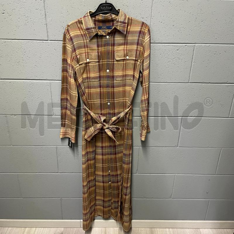 VESTITO DONNA POLO RALPH LAUREN M/L LUNGO TARTAN MARRONE/ROSSO/AZZ CAMICIA | Mercatino dell'Usato Corbetta 1