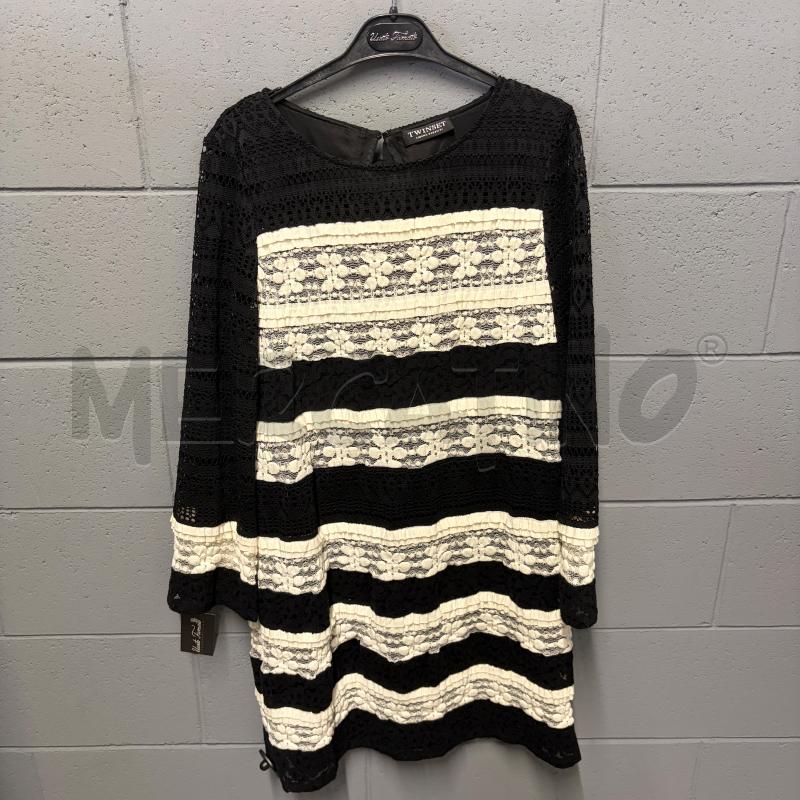 VESTITO DONNA TWINSET M/L BIANCO/NERO STRISCIE PIZZO | Mercatino dell'Usato Corbetta 1