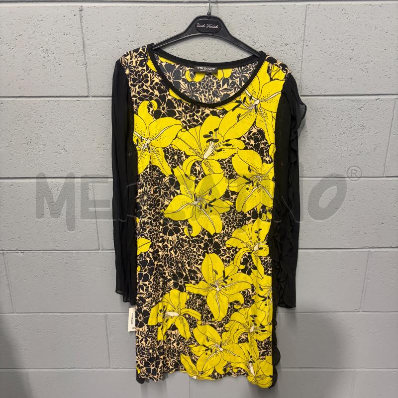 VESTITO DONNA TWINSET M/L NERO GIGLI GIALLO | Mercatino dell'Usato Corbetta 1