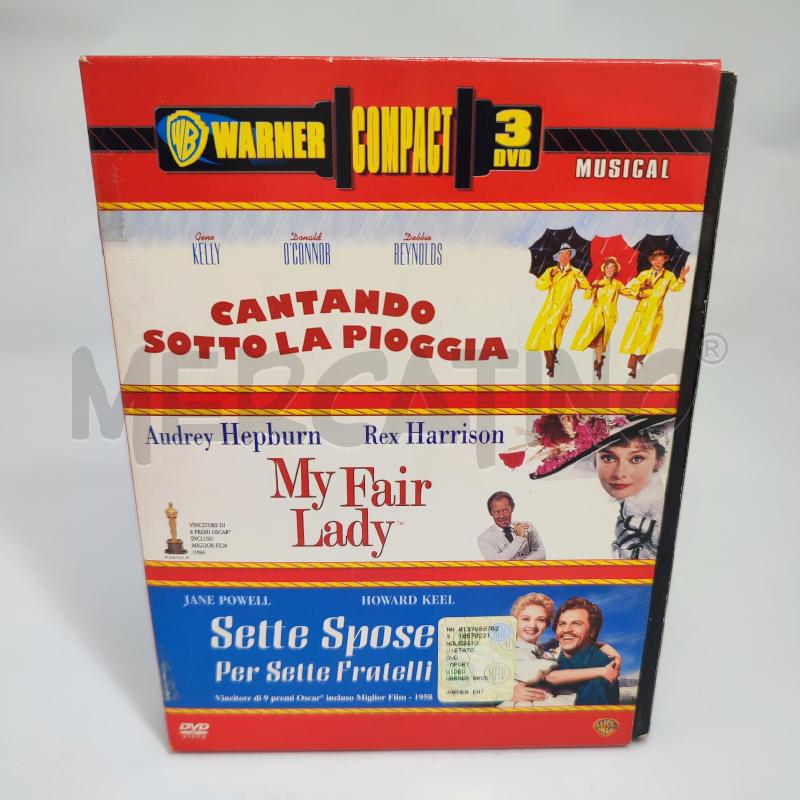 WARNER COMPACT 3 DVD, NY FAIR LADY, SETTE SPOSE PER SETTE FRATELLI, CANTANDO SOTTO LA PIOGGIA | Mercatino dell'Usato Corbetta 1