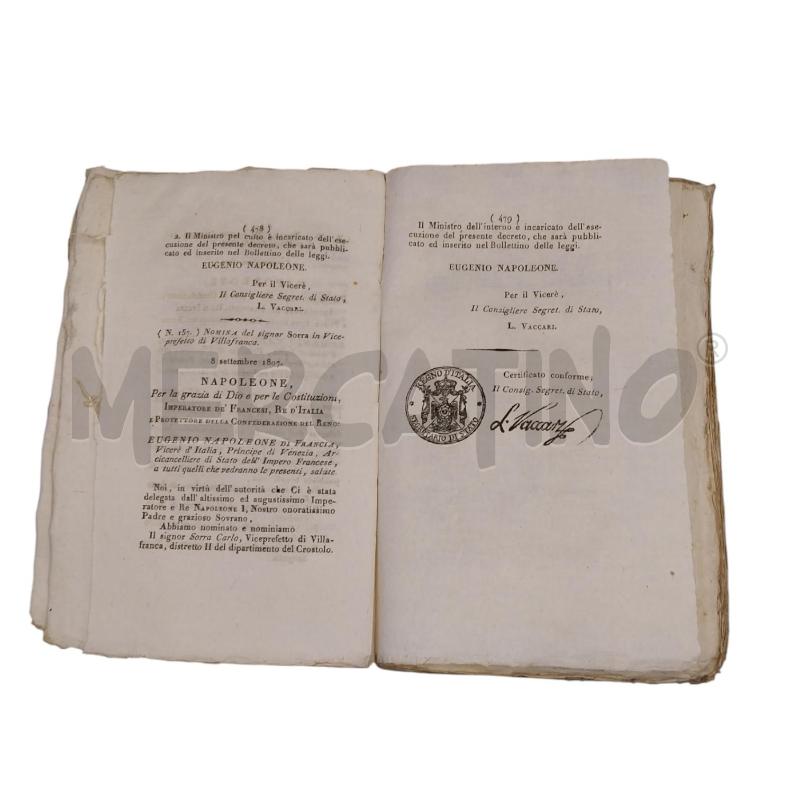 A LIBRO BOLLETTINO DELLE LEGGI MILANO 1807 | Mercatino dell'Usato Bernareggio 5
