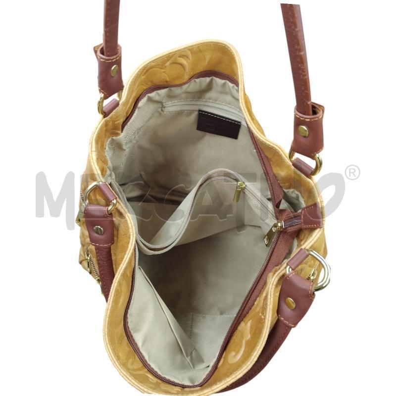 BORSA PELLE GENUINE LEATHER BISCOTTO FOGLIE | Mercatino dell'Usato Bernareggio 4