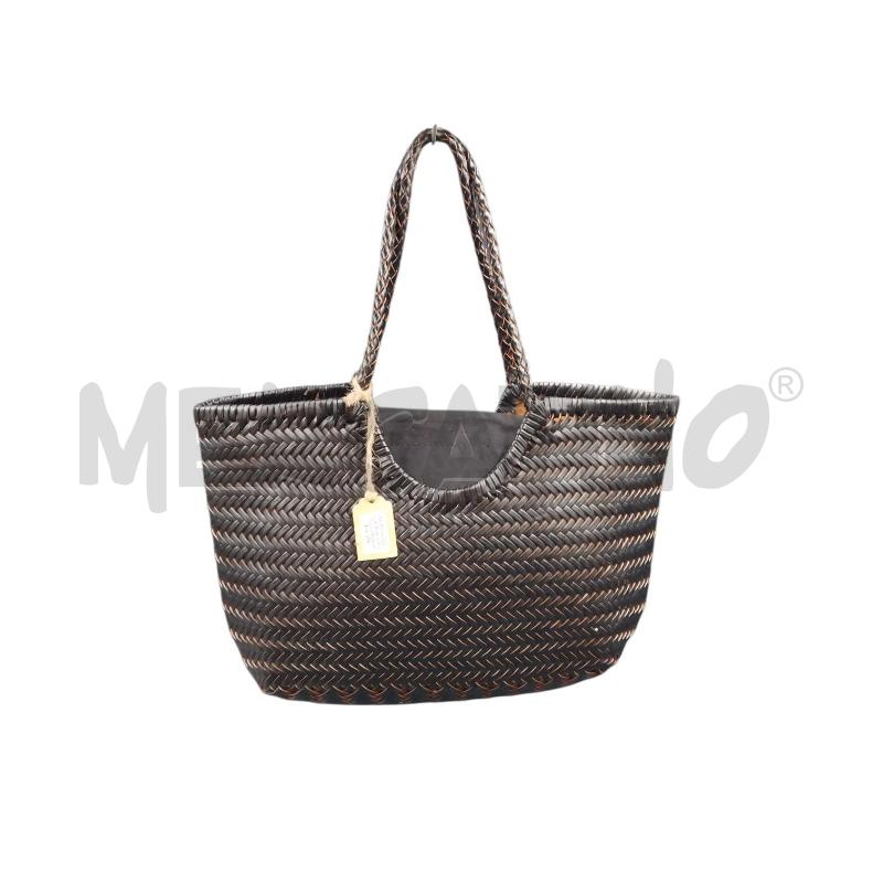 BORSA PELLE INTRECCIO NERO  | Mercatino dell'Usato Bernareggio 1