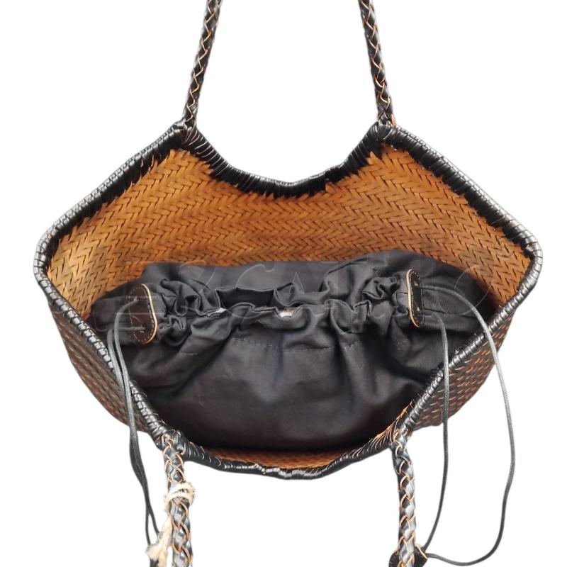 BORSA PELLE INTRECCIO NERO  | Mercatino dell'Usato Bernareggio 4