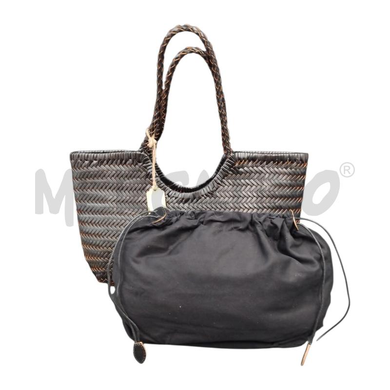 BORSA PELLE INTRECCIO NERO  | Mercatino dell'Usato Bernareggio 5