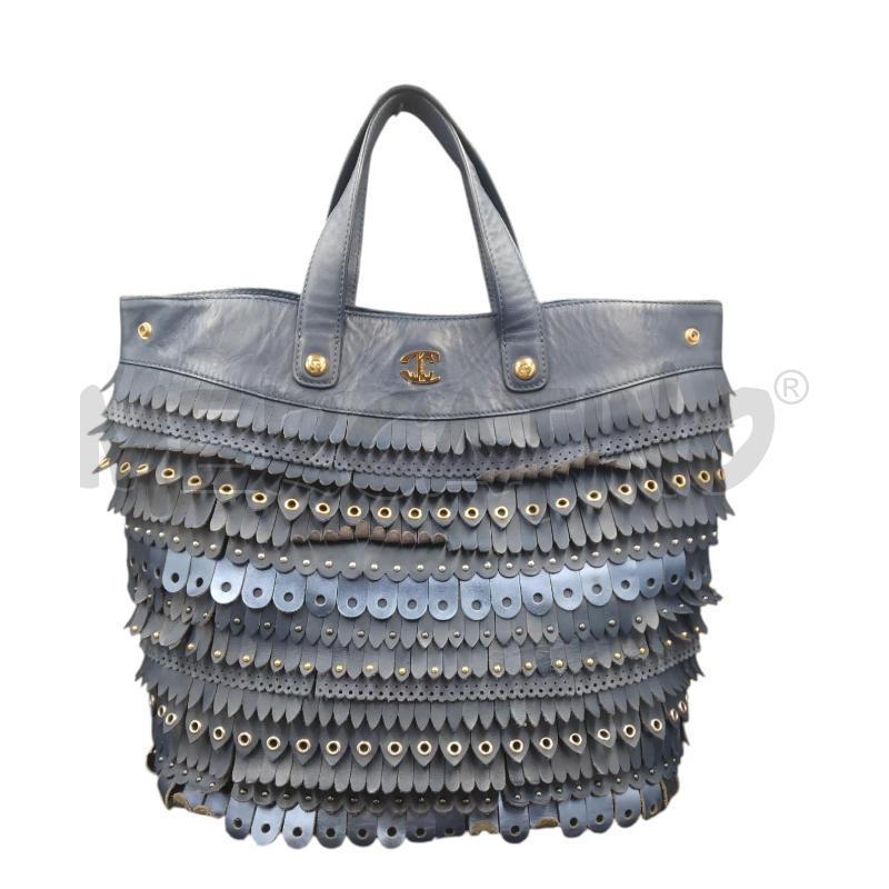 BORSA PELLE JUST CAVALLI BLU BORCHIE | Mercatino dell'Usato Bernareggio 1