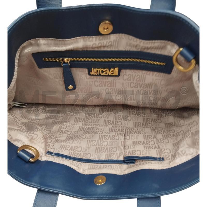 BORSA PELLE JUST CAVALLI BLU BORCHIE | Mercatino dell'Usato Bernareggio 4
