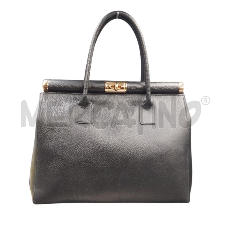 BORSA PELLE NERO ORO RIGIDA NM | Mercatino dell'Usato Bernareggio 1