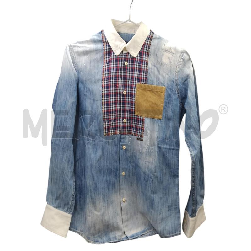 CAMICIA U DSQUARED DENIM TASCHINO COSTE SCOZZES BLU ROSSO | Mercatino dell'Usato Bernareggio 1