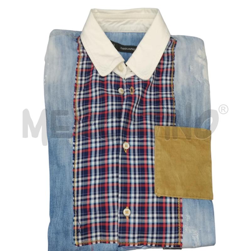 CAMICIA U DSQUARED DENIM TASCHINO COSTE SCOZZES BLU ROSSO | Mercatino dell'Usato Bernareggio 3
