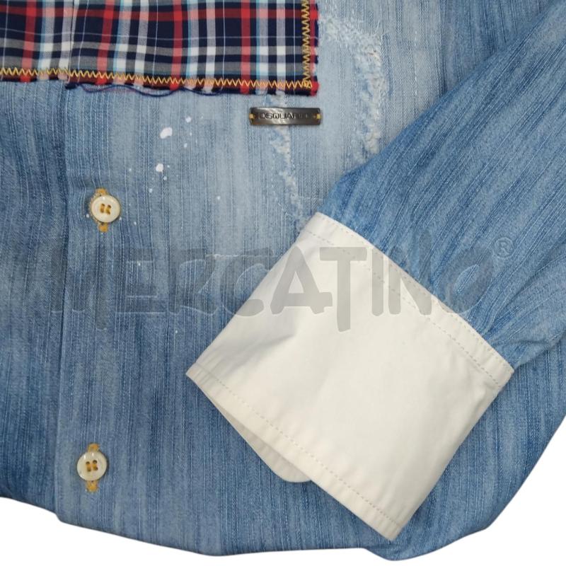 CAMICIA U DSQUARED DENIM TASCHINO COSTE SCOZZES BLU ROSSO | Mercatino dell'Usato Bernareggio 5
