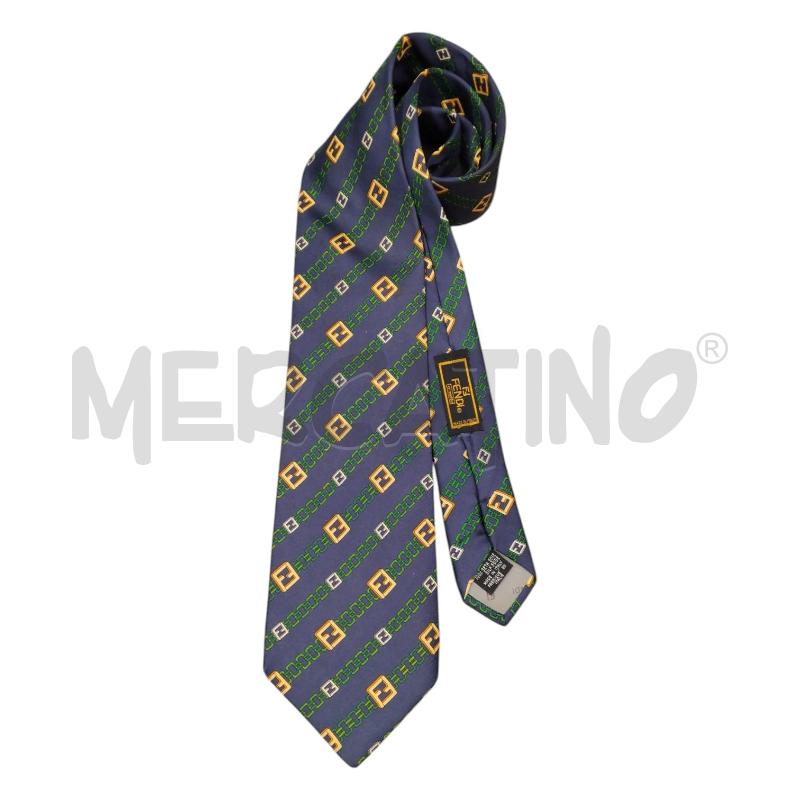 CRAVATTA BLU FANTA CATENA VERDE FENDI | Mercatino dell'Usato Bernareggio 3
