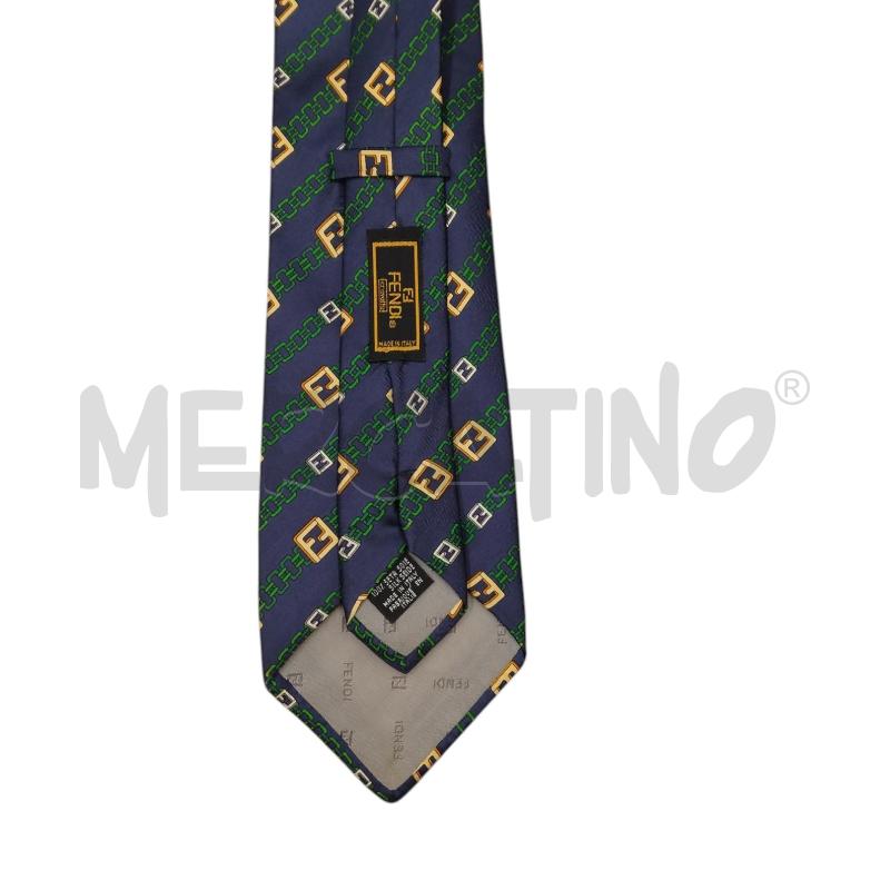 CRAVATTA BLU FANTA CATENA VERDE FENDI | Mercatino dell'Usato Bernareggio 5