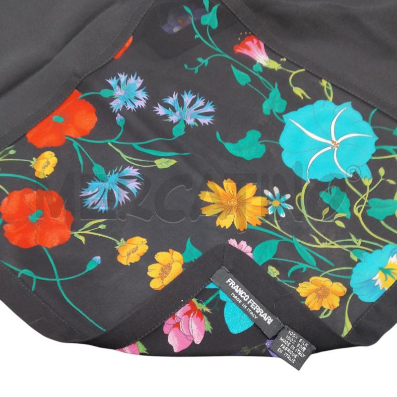 FOULARD FRANCO FERRARI NERO FIORI SETA | Mercatino dell'Usato Bernareggio 2