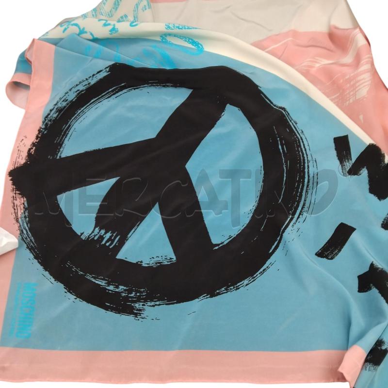 FOULARD MOSCHINO AZZURRO ROSA PEACE | Mercatino dell'Usato Bernareggio 3