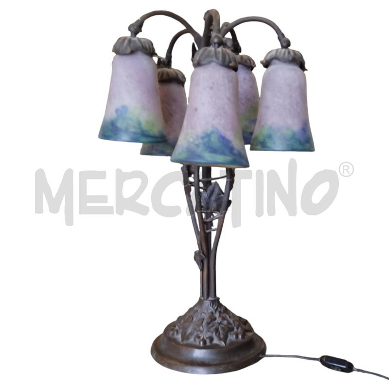 LAMPADA FERRO BATTUTO PARALUME VETRO FOGLIE  | Mercatino dell'Usato Bernareggio 1