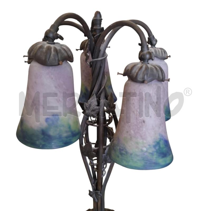 LAMPADA FERRO BATTUTO PARALUME VETRO FOGLIE  | Mercatino dell'Usato Bernareggio 3